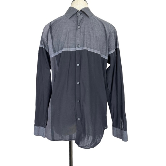 Jared Lang Gray & Black Two Toned Button Down Shirt Size Medium - Picture 1 of 12